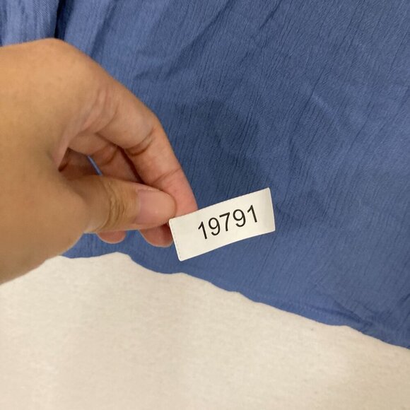 New Orvis Blue V Neck Gauzy Cotton Short Sleeve Relaxed Button Down XL - Picture 9 of 9